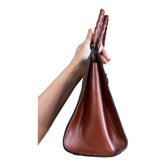 Patricia Nash Montana Sadie Hand-Tooled Leather Satchel Whiskered Brown New - Picture 6 of 13